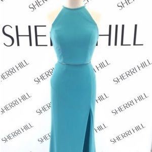Sherri Hill Prom Dress Style 50784, Size 8, Turquoise, Worn Once, Hemmed